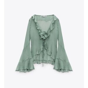 Zara ruffle sheer top size M
